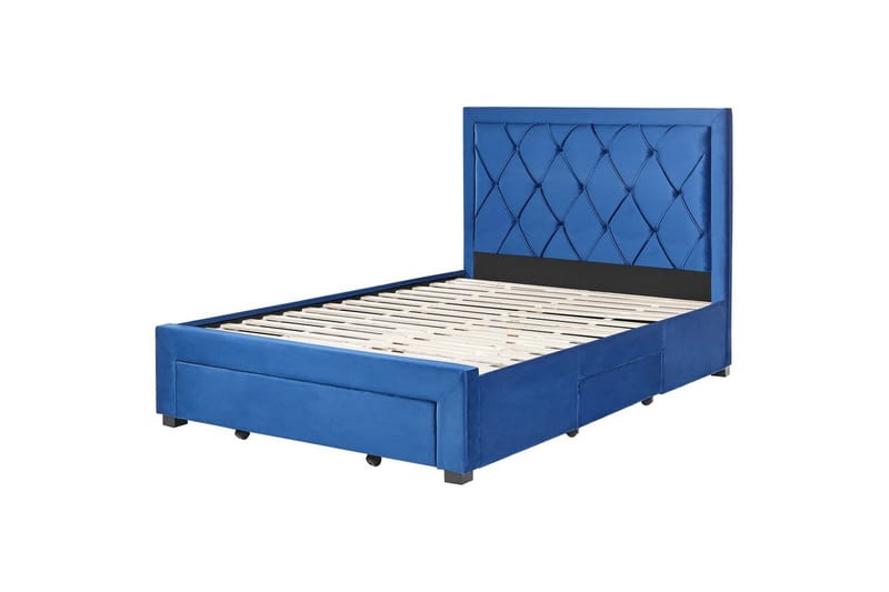 Säng med förvaringslådor Lievin, Blå, 140x200 cm