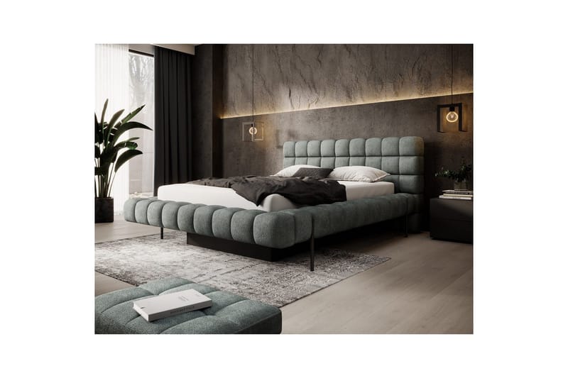 Säng med klädsel Eltap Magentta - 160x200 cm, Touch 100, Blå - Möbler - Säng - Säng med förvaring