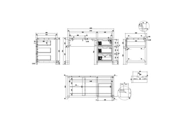 Säng med låda nattduksbord skrivbord garderob bokhylla Alex 3-dörrar - 3-dörrar - Möbler - Säng - Möbelset för sovrum