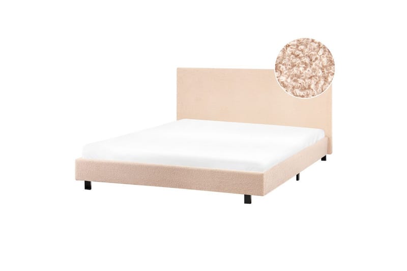 Säng med lamellram Albi - Beige, svart/Bouclé, 160x200 cm - Möbler - Säng - Sängram & sängstomme
