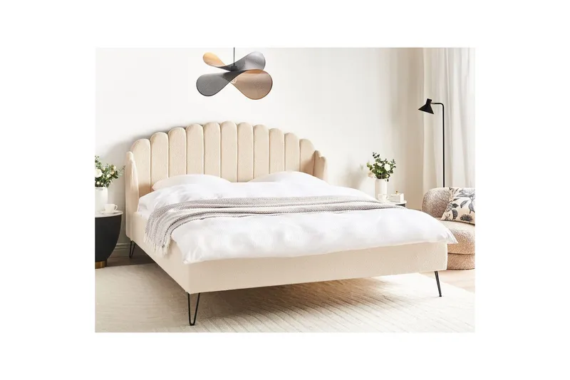 Säng med lamellram Ambillou - Beige, svart, 180x200 cm - Möbler - Säng - Sängram & sängstomme