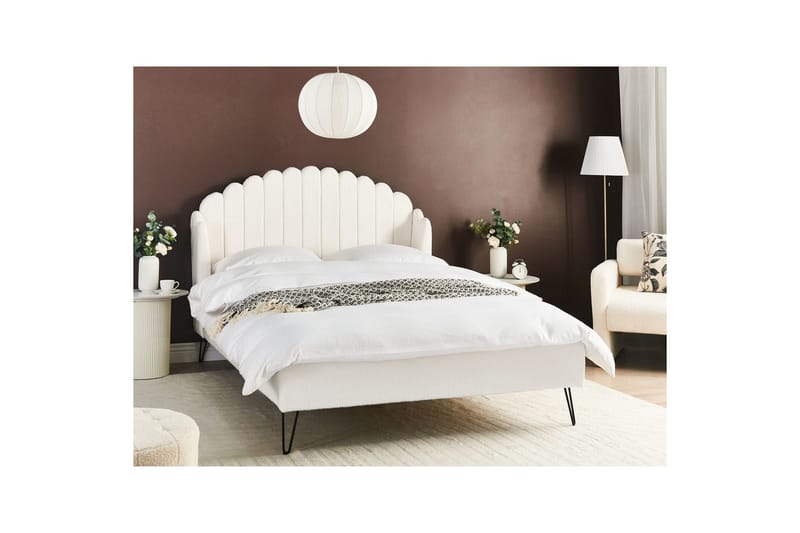 Säng med lamellram Ambillou - Vit, Svart, 140x200 cm - Möbler - Säng - Sängram & sängstomme