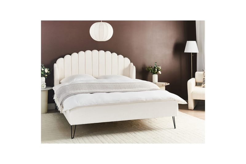 Säng med lamellram Ambillou - Vit, Svart, 160x200 cm - Möbler - Säng - Sängram & sängstomme