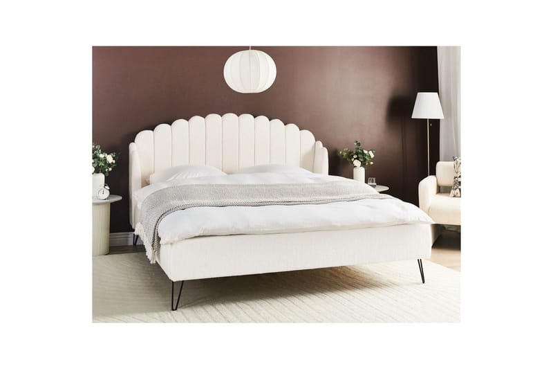 Säng med lamellram Ambillou - Vit, Svart, 180x200 cm - Möbler - Säng - Sängram & sängstomme