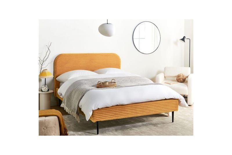 Säng med lamellram Flayat - Orange, svart, 140x200 cm - Möbler - Säng - Sängram & sängstomme