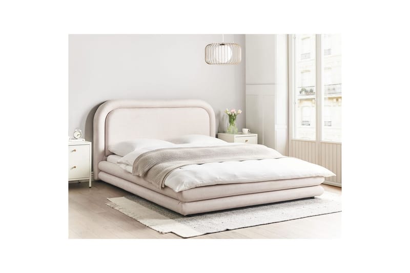 Säng med lamellram Lavardens - Ljusbeige, svart, 160x200 cm - Möbler - Säng - Sängram & sängstomme