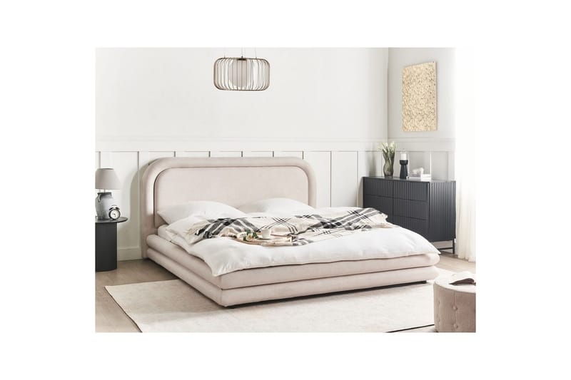 Säng med lamellram Lavardens - Ljusbeige, svart, 180x200 cm - Möbler - Säng - Sängram & sängstomme