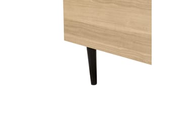 Säng med lamellram Limanton - Beige, ljust trä, svart/Bouclé, 160x200 cm - Möbler - Säng - Sängram & sängstomme