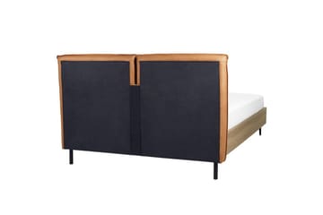 Säng med lamellram Limanton - Brunt, ljust trä, svart/Konstläder, 140x200 cm - Möbler - Säng - Sängram & sängstomme