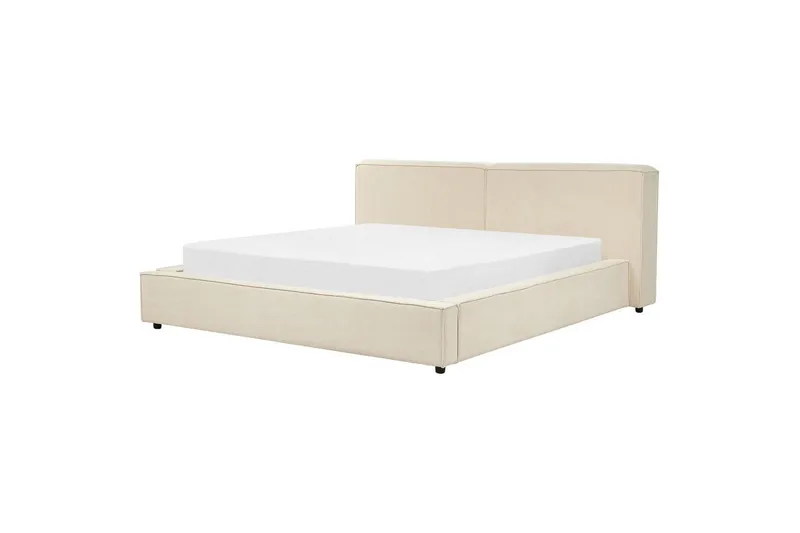 Säng med lamellram Linards - Beige/Manchestertyg, 180x200 cm - Möbler - Säng - Sängram & sängstomme