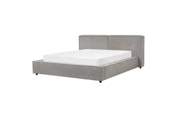 Säng med lamellram Linards - Grå/Polyester, 160x200 cm - Möbler - Säng - Sängram & sängstomme