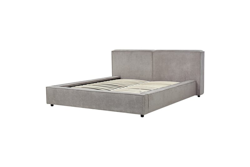 Säng med lamellram Linards - Grå/Polyester, 160x200 cm - Möbler - Säng - Sängram & sängstomme