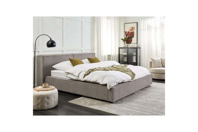 Säng med lamellram Linards - Grå/Polyester, 180x200 cm - Möbler - Säng - Sängram & sängstomme