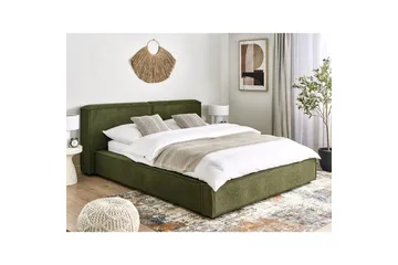 Säng med lamellram Linards - Grön/Bouclé, 160x200 cm - Möbler - Säng - Sängram & sängstomme