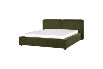 Säng med lamellram Linards - Grön/Bouclé, 160x200 cm - Möbler - Säng - Sängram & sängstomme