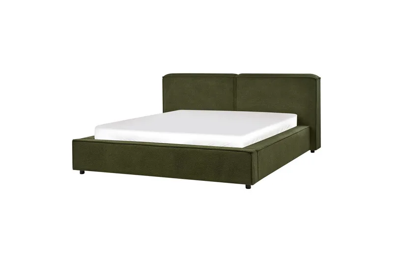 Säng med lamellram Linards - Grön/Bouclé, 160x200 cm - Möbler - Säng - Sängram & sängstomme