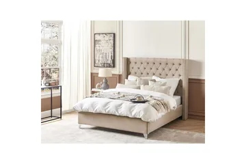 Säng med lamellram Lubbon - Beige, Silver, 140x200 cm - Möbler - Säng - Sängram & sängstomme