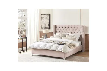 Säng med lamellram Lubbon - Rosa, Silver, 180x200 cm - Möbler - Säng - Sängram & sängstomme