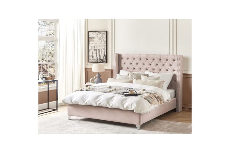 Säng med lamellram Lubbon - Rosa, Silver, 180x200 cm - Möbler - Säng - Sängram & sängstomme