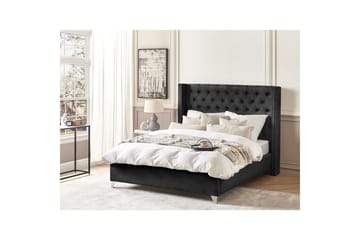 Säng med lamellram Lubbon - Svart, Silver, 160x200 cm - Möbler - Säng - Sängram & sängstomme