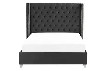 Säng med lamellram Lubbon - Svart, Silver, 160x200 cm - Möbler - Säng - Sängram & sängstomme