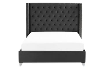 Säng med lamellram Lubbon - Svart, Silver, 160x200 cm - Möbler - Säng - Sängram & sängstomme