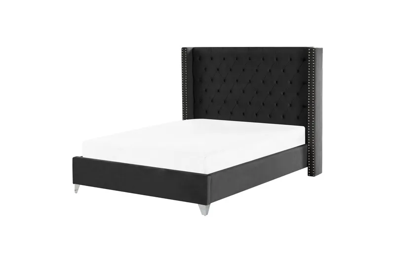 Säng med lamellram Lubbon, Svart, Silver, 160x200 cm