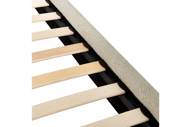 Säng med lamellram Lunan - Beige, svart/Bouclé, 140x200 cm - Möbler - Säng - Sängram & sängstomme