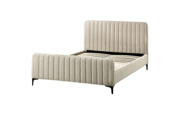 Säng med lamellram Lunan - Beige, svart/Bouclé, 140x200 cm - Möbler - Säng - Sängram & sängstomme