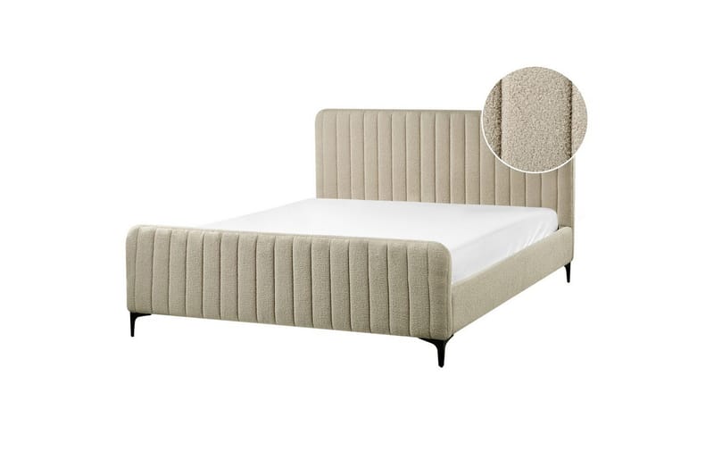 Säng med lamellram Lunan, Beige, svart/Bouclé, 160x200 cm