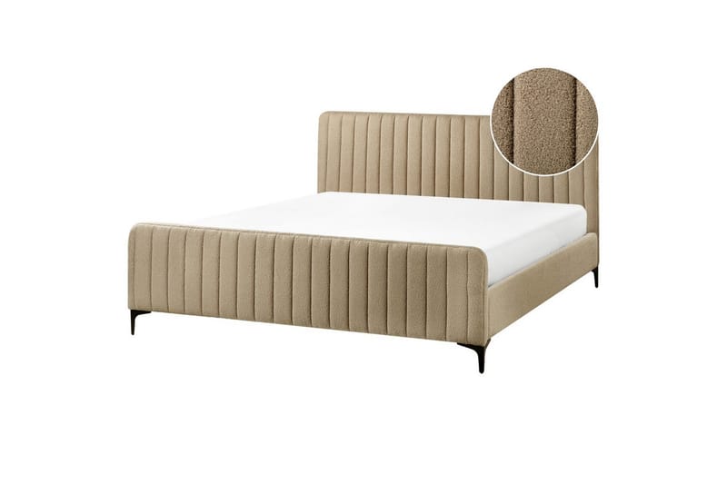Säng med lamellram Lunan - Taupe, svart/Bouclé, 180x200 cm - Möbler - Säng - Sängram & sängstomme