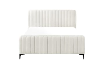 Säng med lamellram Lunan - Vit, Svart/Bouclé, 140x200 cm - Möbler - Säng - Sängram & sängstomme
