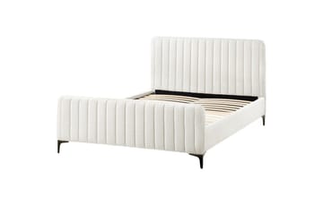 Säng med lamellram Lunan - Vit, Svart/Bouclé, 140x200 cm - Möbler - Säng - Sängram & sängstomme