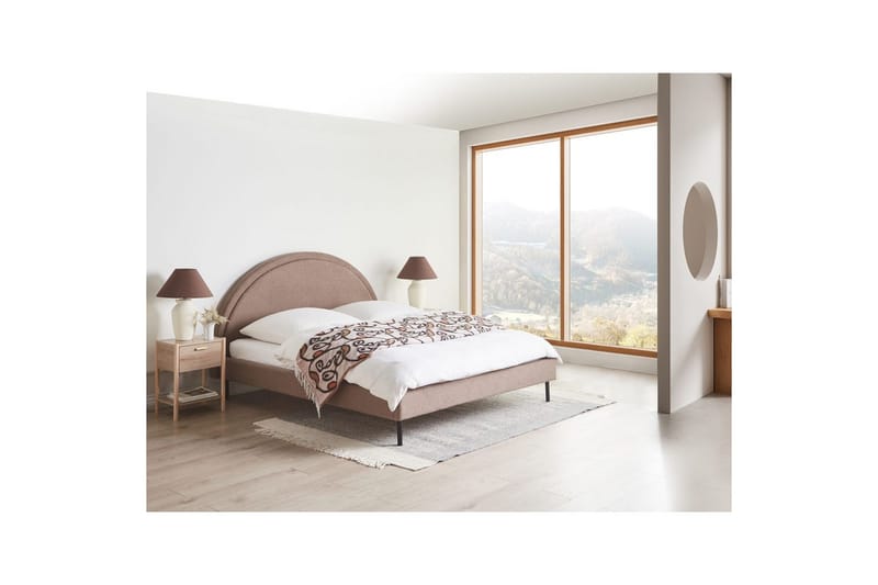 Säng med lamellram Margut - Taupe/Bouclé, 160x200 cm - Möbler - Säng - Sängram & sängstomme
