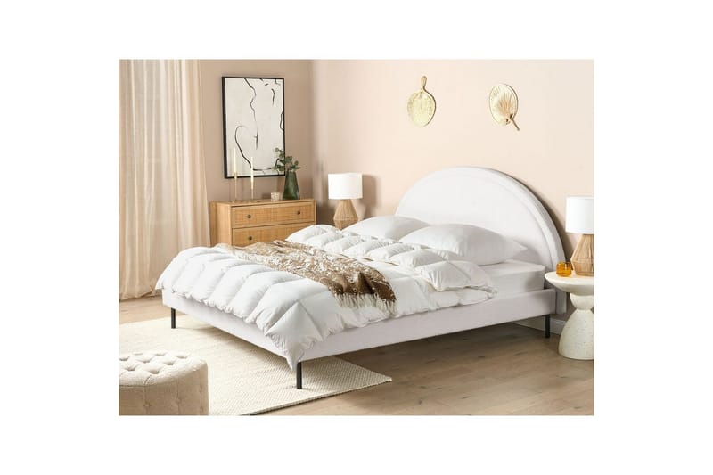 Säng med lamellram Margut - Vit/Bouclé, 180x200 cm - Möbler - Säng - Sängram & sängstomme