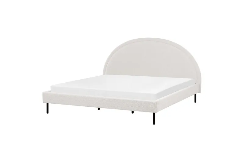 Säng med lamellram Margut, Vit/Bouclé, 180x200 cm