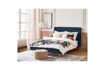 Säng med lamellram Marville - Blå, guld, 140x200 cm - Möbler - Säng - Sängram & sängstomme