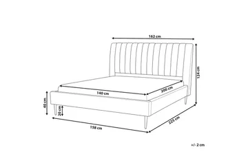 Säng med lamellram Marville - Rosa, guld, 140x200 cm - Möbler - Säng - Sängram & sängstomme