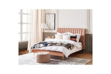 Säng med lamellram Marville - Rosa, guld, 140x200 cm - Möbler - Säng - Sängram & sängstomme