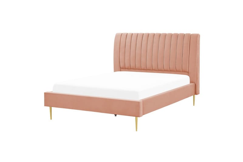 Säng med lamellram Marville - Rosa, guld, 140x200 cm - Möbler - Säng - Sängram & sängstomme