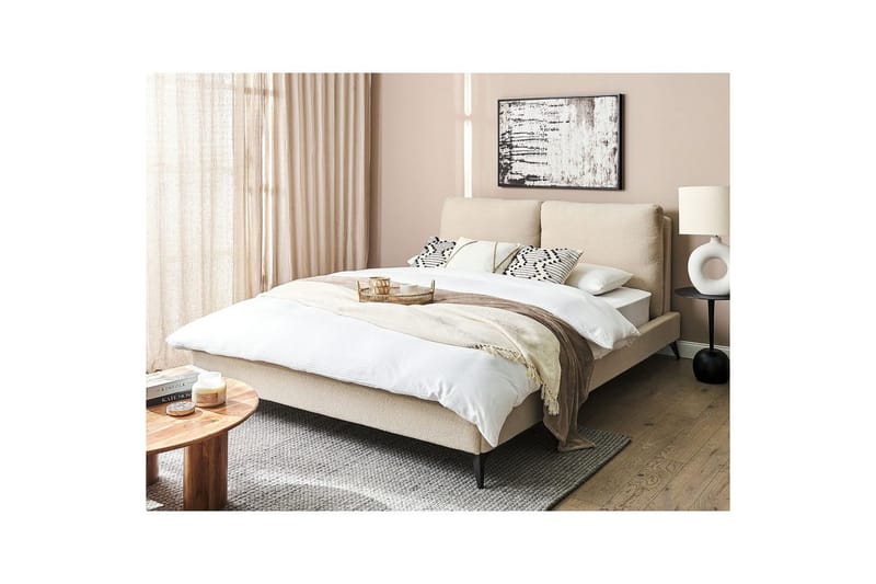 Säng med lamellram Melle - Beige/Bouclé, 160x200 cm - Möbler - Säng - Sängram & sängstomme