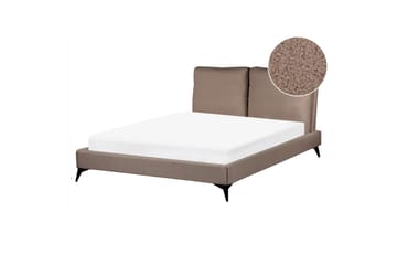 Säng med lamellram Melle - Brun, Svart/Bouclé, 140x200 cm - Möbler - Säng - Sängram & sängstomme