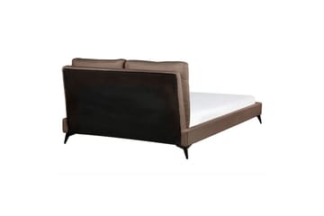 Säng med lamellram Melle - Brun, Svart/Bouclé, 140x200 cm - Möbler - Säng - Sängram & sängstomme