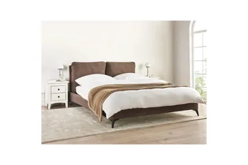 Säng med lamellram Melle - Brun, Svart/Bouclé, 160x200 cm - Möbler - Säng - Sängram & sängstomme