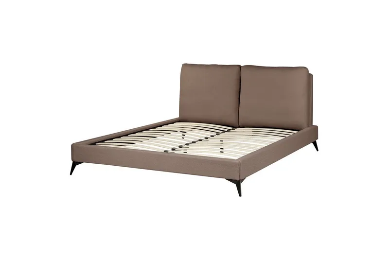 Säng med lamellram Melle, Brun, Svart/Bouclé, 160x200 cm