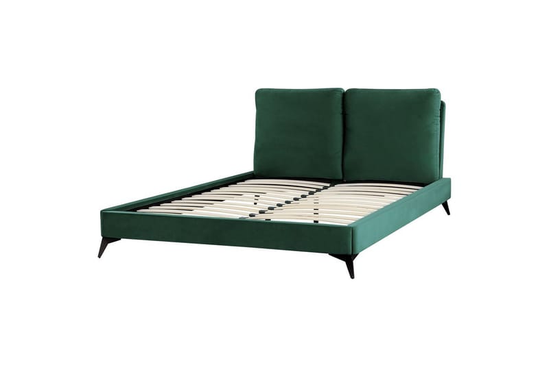 Säng med lamellram Melle - Grön, Svart/Sammet, 140x200 cm - Möbler - Säng - Sängram & sängstomme
