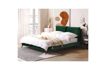 Säng med lamellram Melle - Grön, Svart/Sammet, 160x200 cm - Möbler - Säng - Sängram & sängstomme