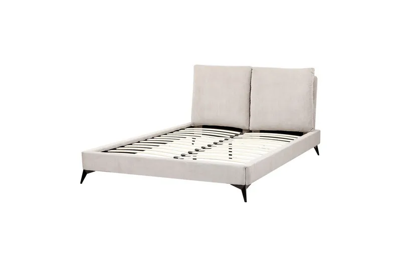 Säng med lamellram Melle, Ljusbeige/Manchestertyg, 140x200 cm