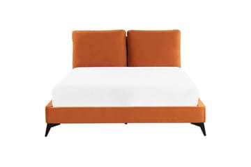 Säng med lamellram Melle - Orange, svart/Sammet, 140x200 cm - Möbler - Säng - Sängram & sängstomme