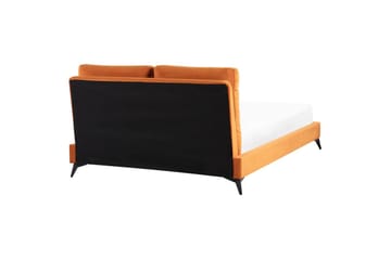 Säng med lamellram Melle - Orange, svart/Sammet, 140x200 cm - Möbler - Säng - Sängram & sängstomme